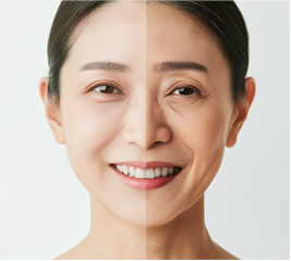 나이에 따른 피부 변화를 표현한 여성